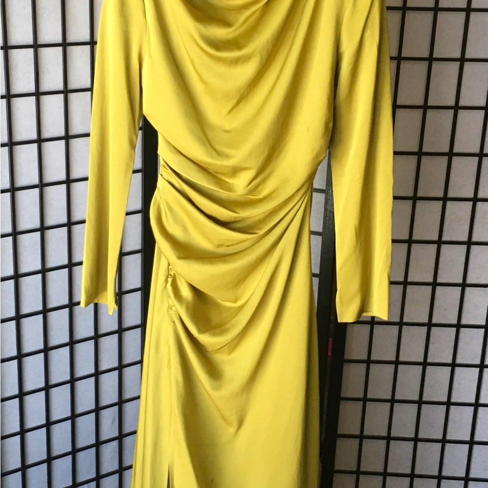 Jonathan Simkhai Yellow Draped Long Sleeve Maxi Dress